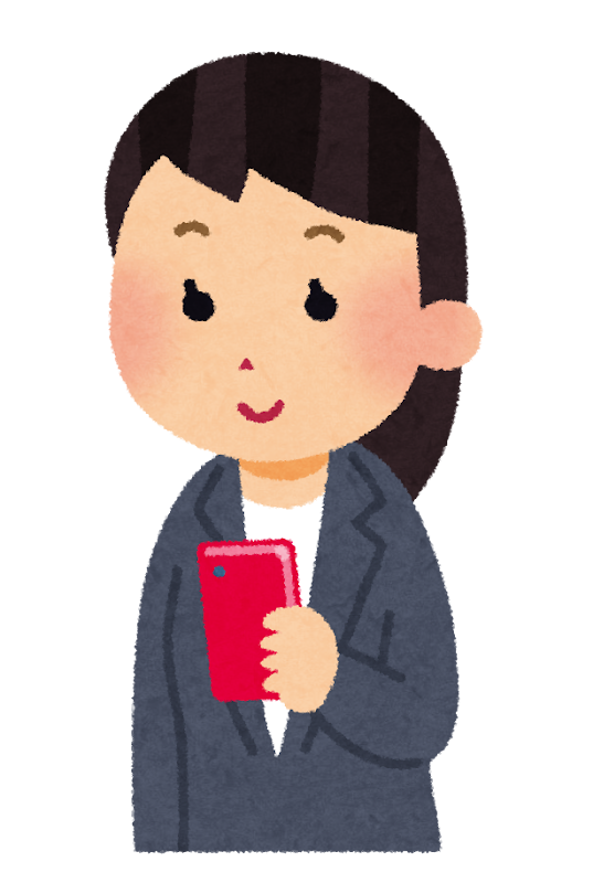 スマートフォンを使う成人女性のイラスト